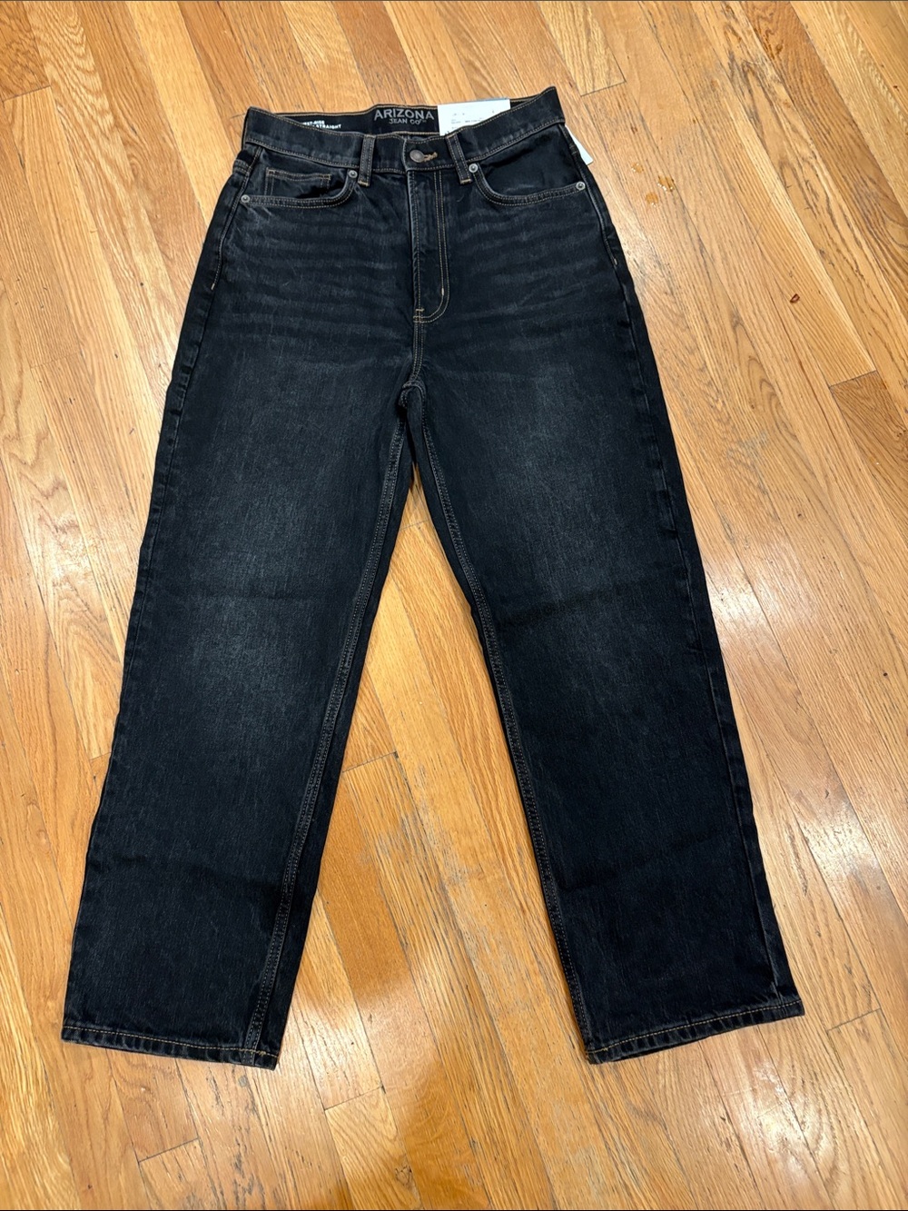 Arizona Jean Company Washed Black Straight Jeans High Rise